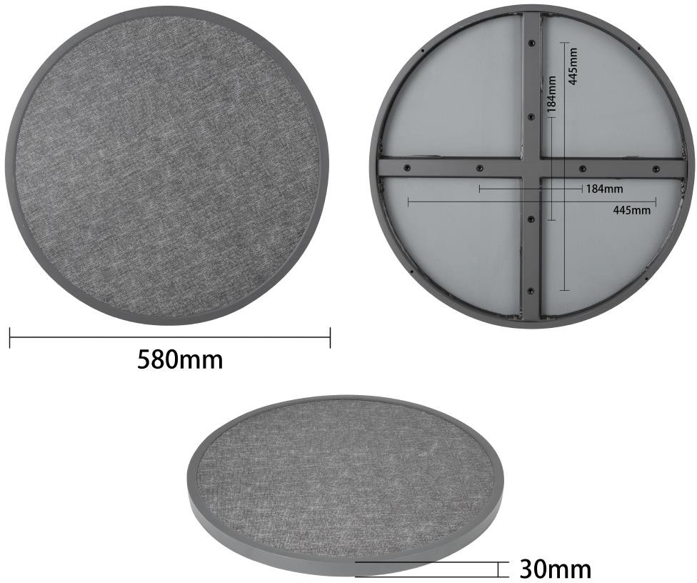  Bolero Runde Bolero-Tischplatte aus Glasfaser, geb&uuml;rstet schwarz, 580 mm 
