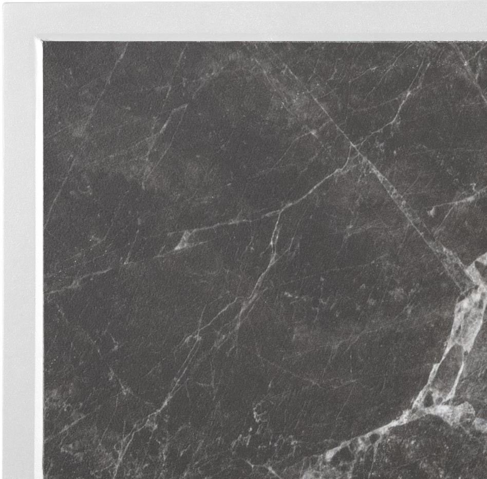  Bolero Dark Granite Effect Outdoor-Tischplatte aus geh&auml;rtetem Glas, wei&szlig;e Zierleiste, 700 mm 