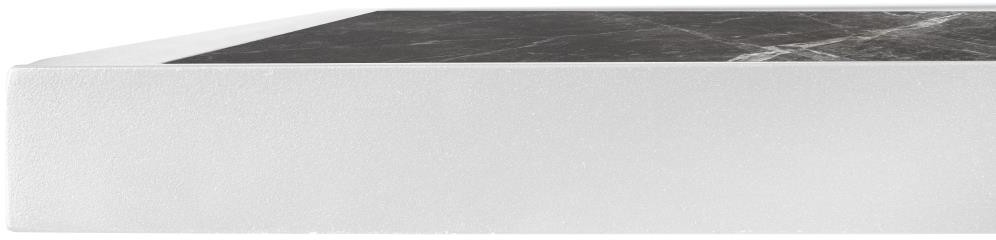  Bolero Dark Granite Effect Outdoor-Tischplatte aus geh&auml;rtetem Glas, wei&szlig;e Zierleiste, 700 mm 