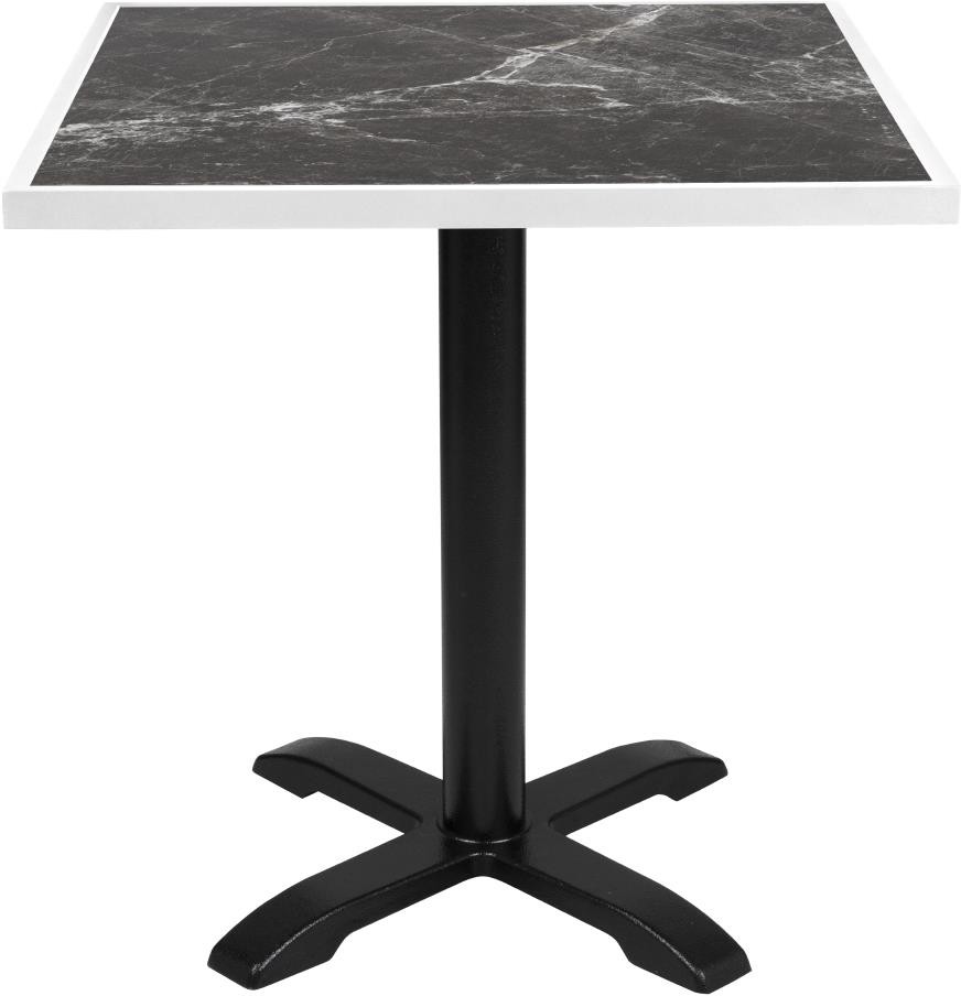  Bolero Dark Granite Effect Outdoor-Tischplatte aus geh&auml;rtetem Glas, wei&szlig;e Zierleiste, 700 mm 