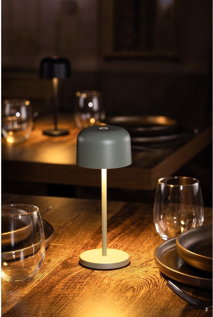  Olympia Siena Tischlampe Runde Kuppel Salbei 200mm 