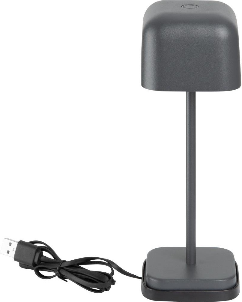  Olympia Lucca Tischlampe Quadratische Kuppel Grau 200mm 