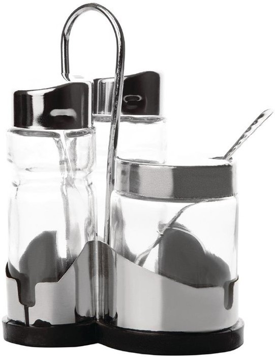  Comas Menage Set f&uuml;r Salz, Pfeffer und Senf 