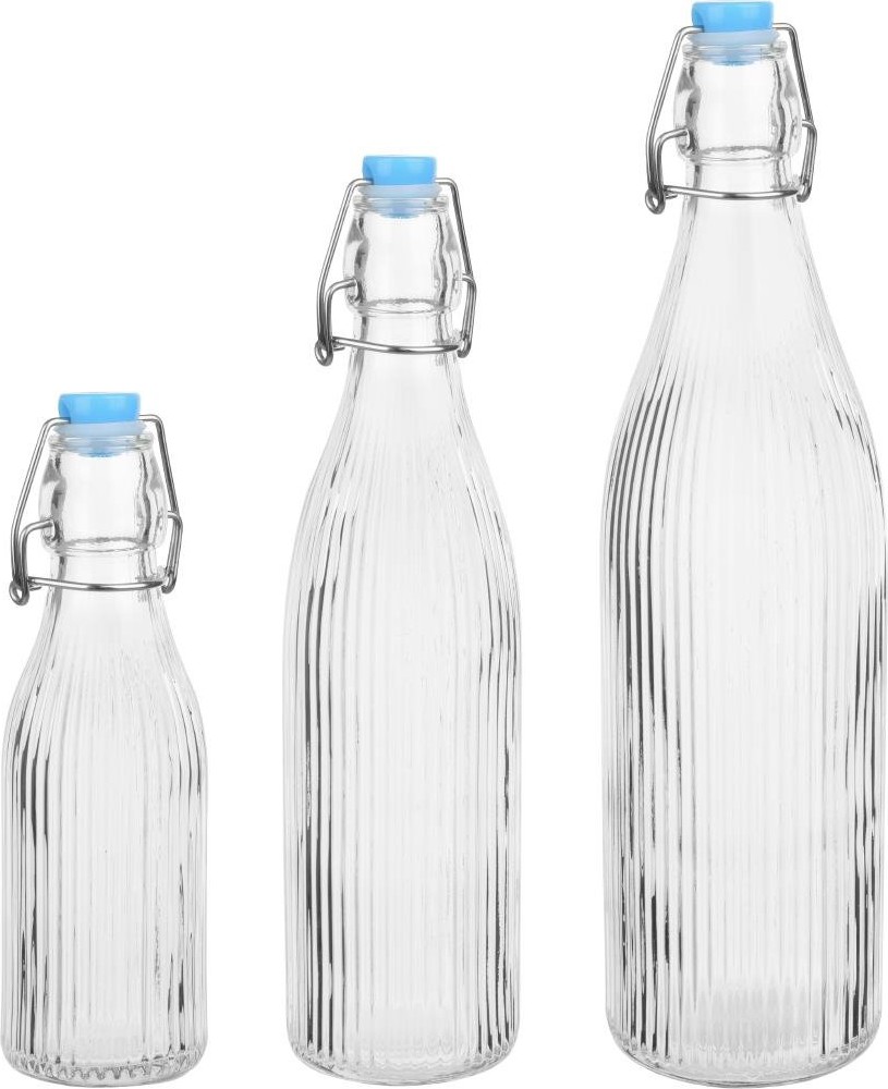  Olympia Glasflaschen mit Riffelung und Swing-Top 1Ltr (6 St&uuml;ck) 