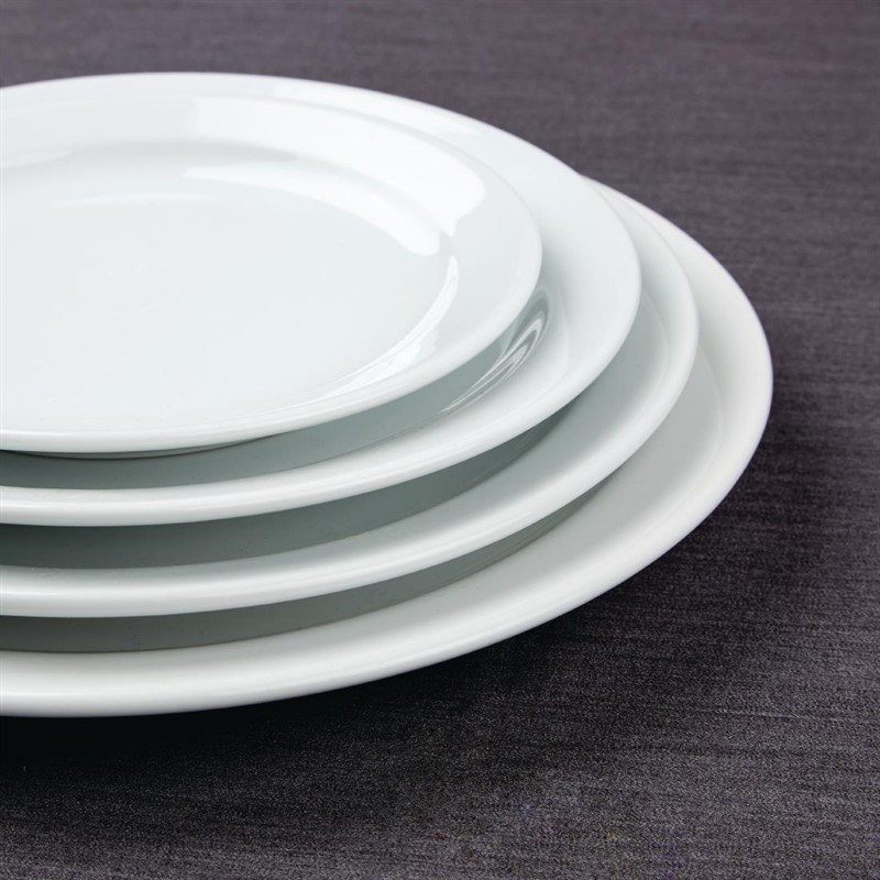  Athena Hotelware runde Teller mit schmalem Rand 25,4cm 