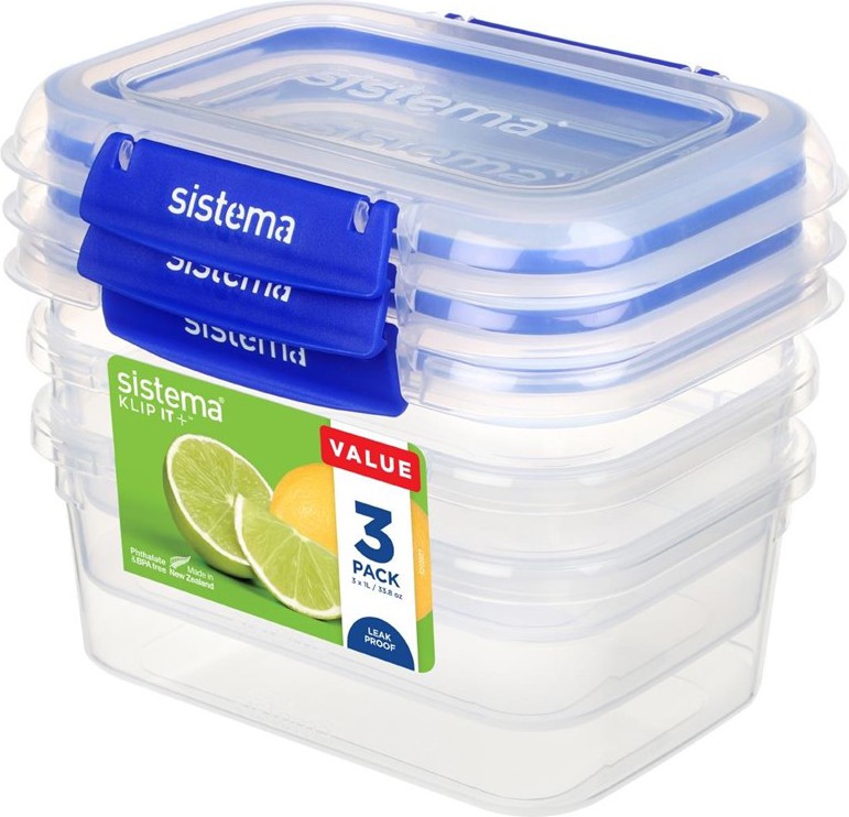  Sistema Klip It Plus Aufbewahrungsbeh&auml;lter 1 Liter (3er Pack) 