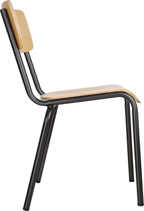  Bolero Cantina Stühle mit Sitz und Rückenlehne aus Holz in Metallic-Grau (4 Stück) 