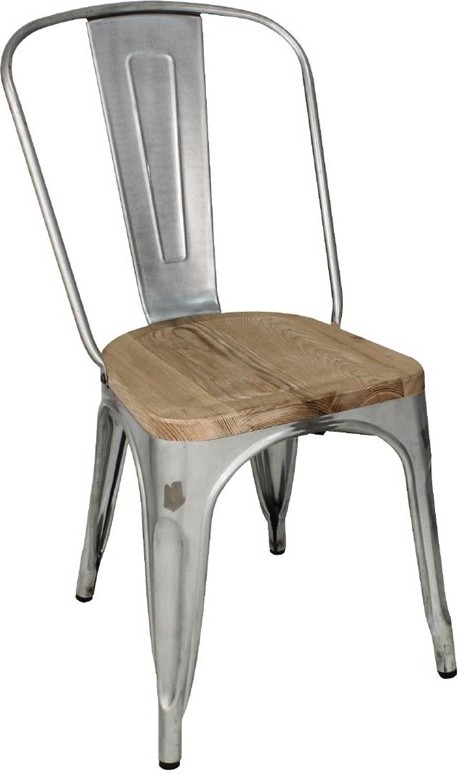  Bolero Bistro Stühle aus verzinktem Stahl mit Holzsitz 4 Stück 