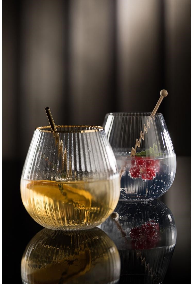  Utopia Hayworth Stiellose Gin-Gl&auml;ser mit Goldrand 650ml (6er-Pack) 