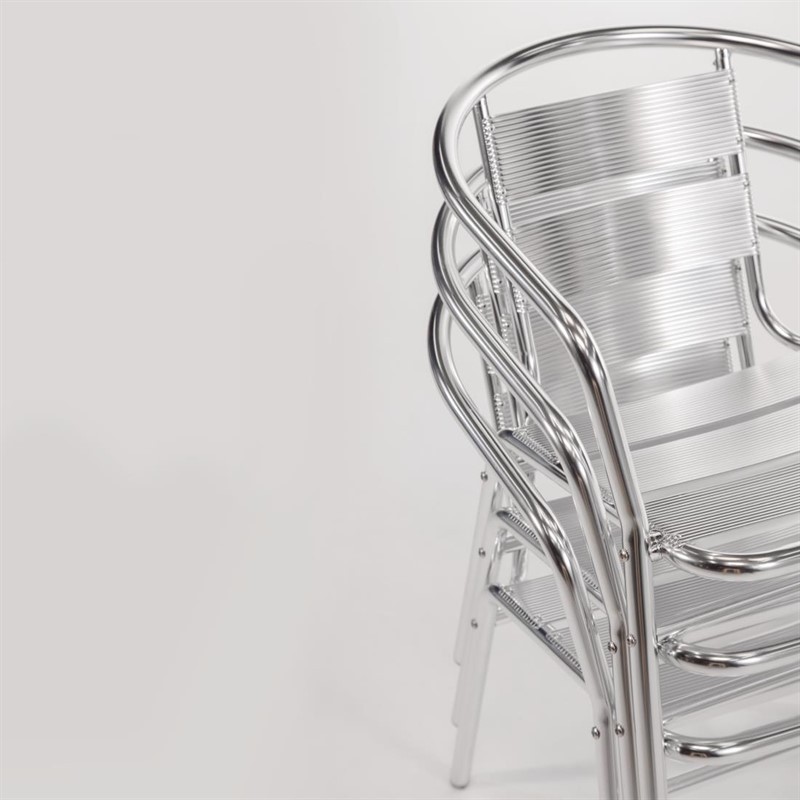  Bolero Bistrost&uuml;hle mit gerundeter Armlehne Aluminium 