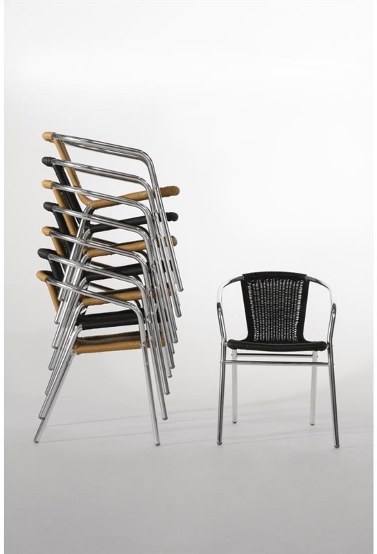  Bolero Rattanst&uuml;hle mit Armlehne in Aluminiumdesign naturell 