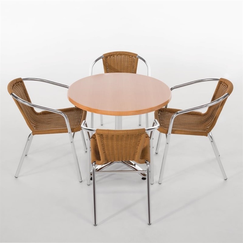  Bolero Rattanst&uuml;hle mit Armlehne in Aluminiumdesign naturell 
