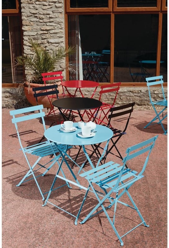  Bolero runder klappbarer Terrassentisch Stahl azurblau 60cm 