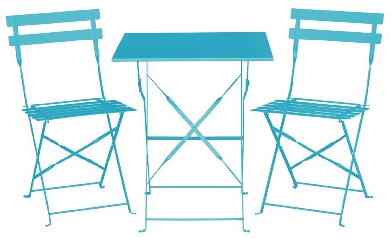  Bolero quadratischer klappbarer Terrassentisch Stahl azurblau 60cm 