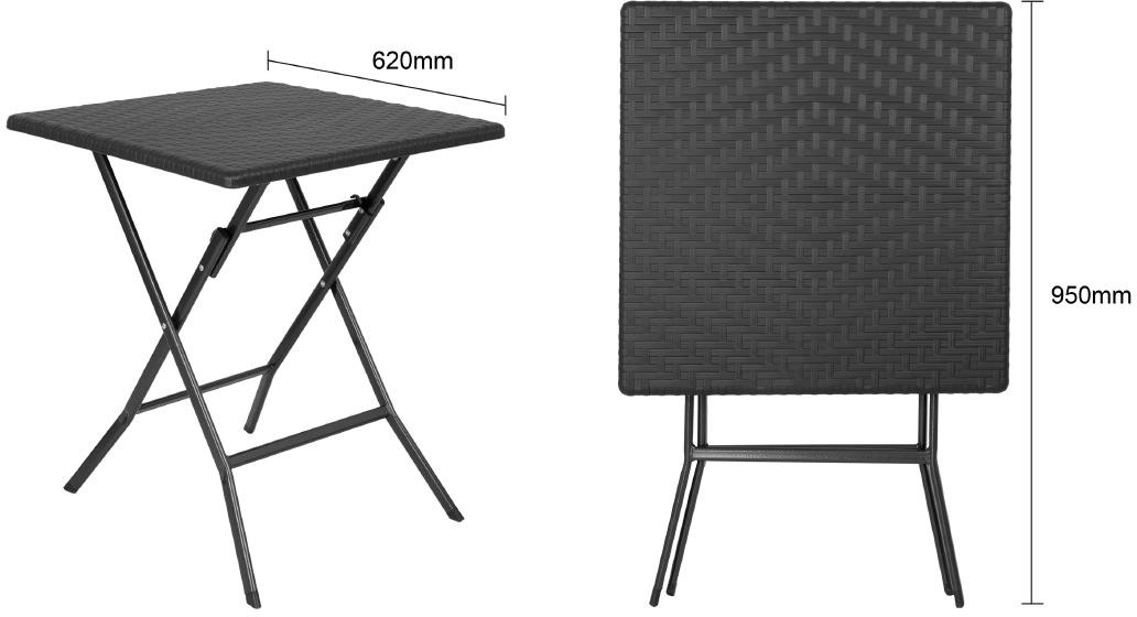  Bolero Quadratischer Klapptisch Schwarz 620mm 