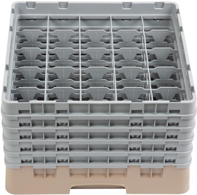  Cambro Gl&auml;sersp&uuml;lkorb beige mit 25 F&auml;chern max Glash&ouml;he 25,7cm 