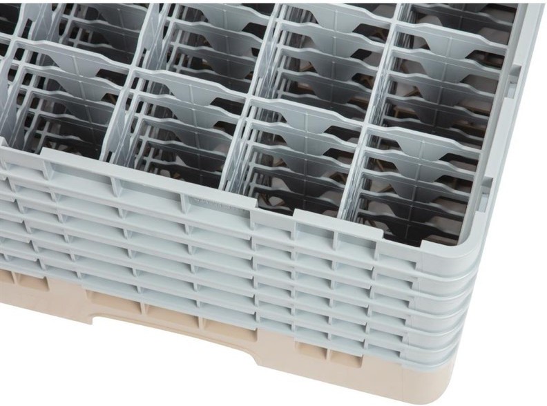 Cambro Gl&auml;sersp&uuml;lkorb beige mit 25 F&auml;chern max Glash&ouml;he 29,8cm 